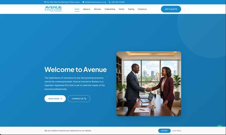 Avenue Insurance Brokers website homepage
