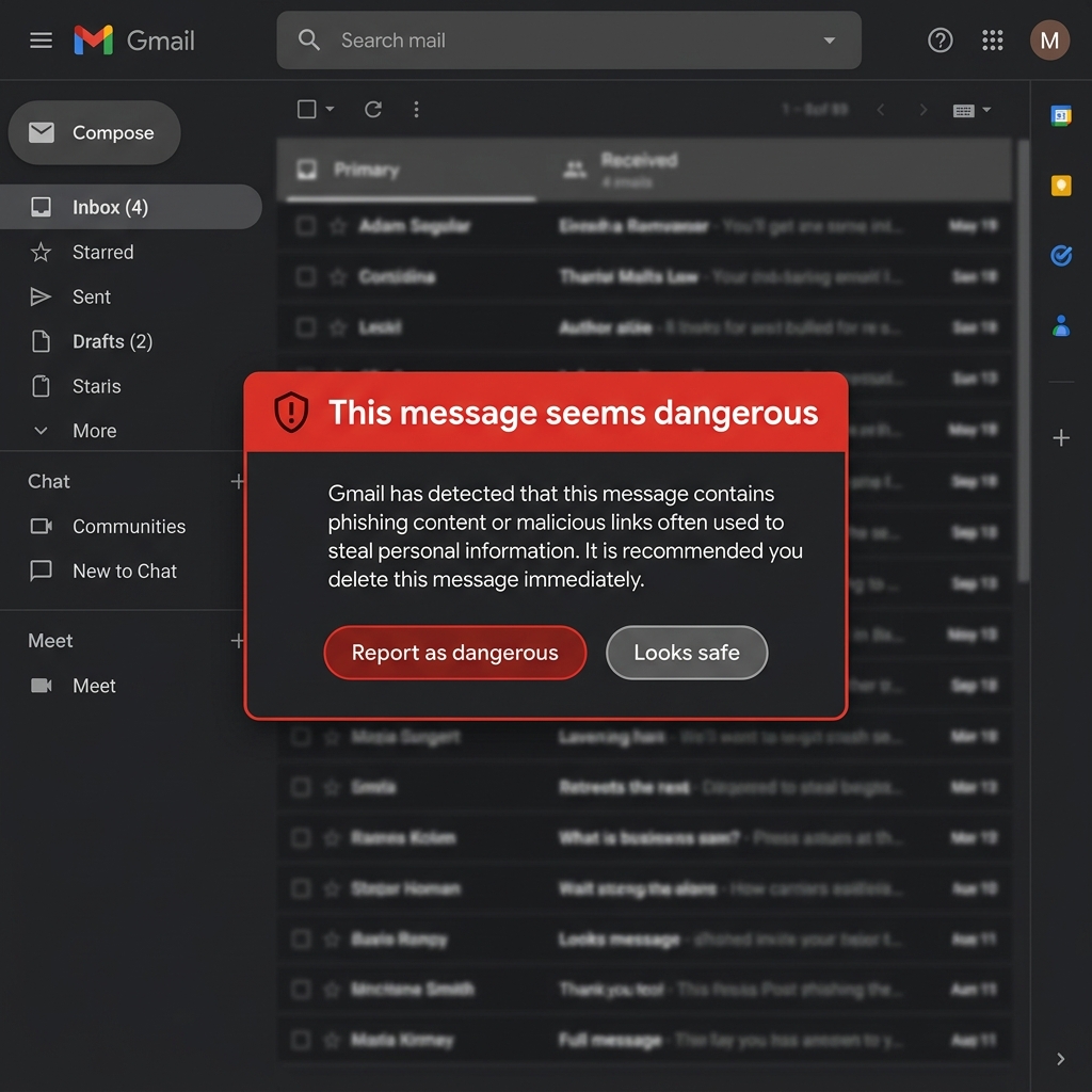 Gmail Security Warning Mockup